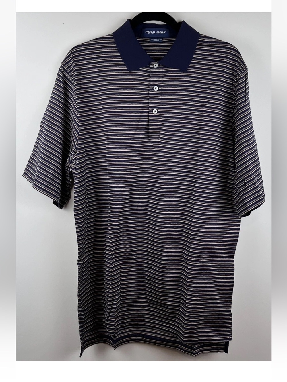 Polo Golf Ralph Lauren Mens Large Pima Cotton Striped Polo Shirt Soft Cotton
